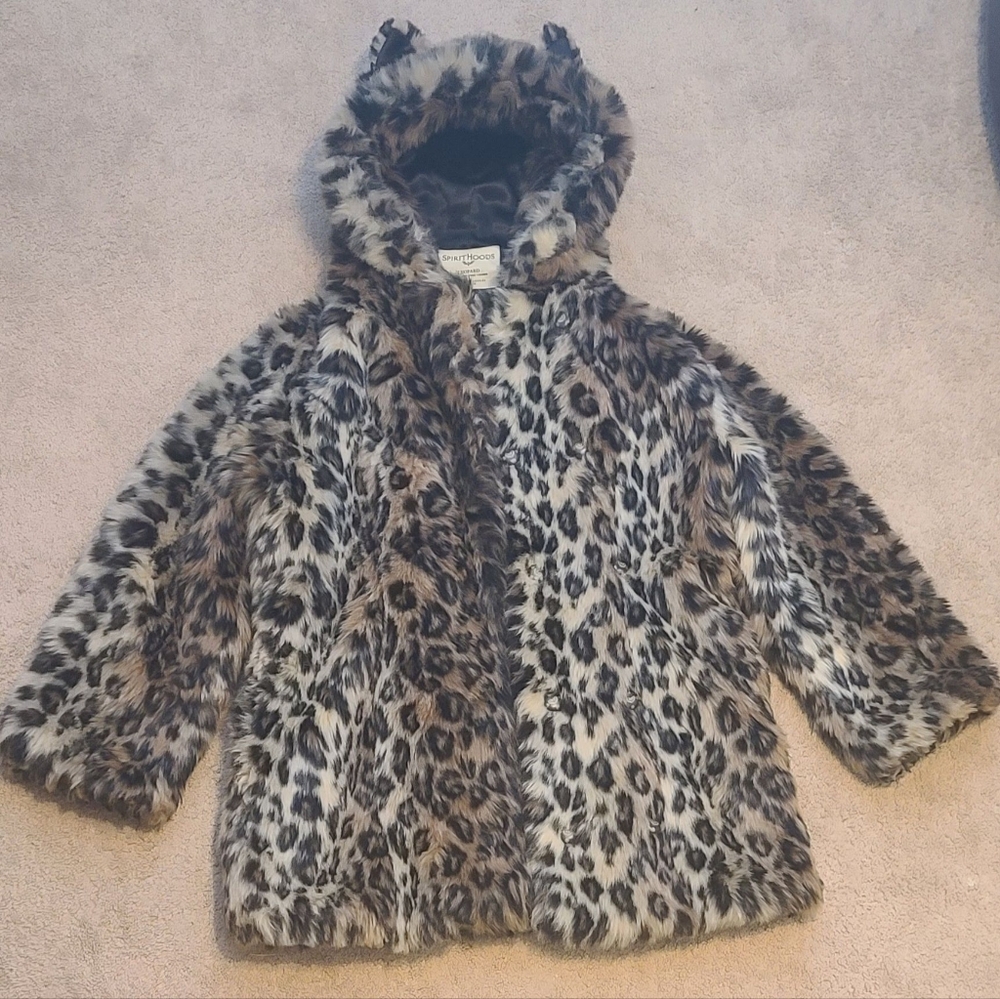 Spirit Hoods animal leopard print faux fur coat jacket